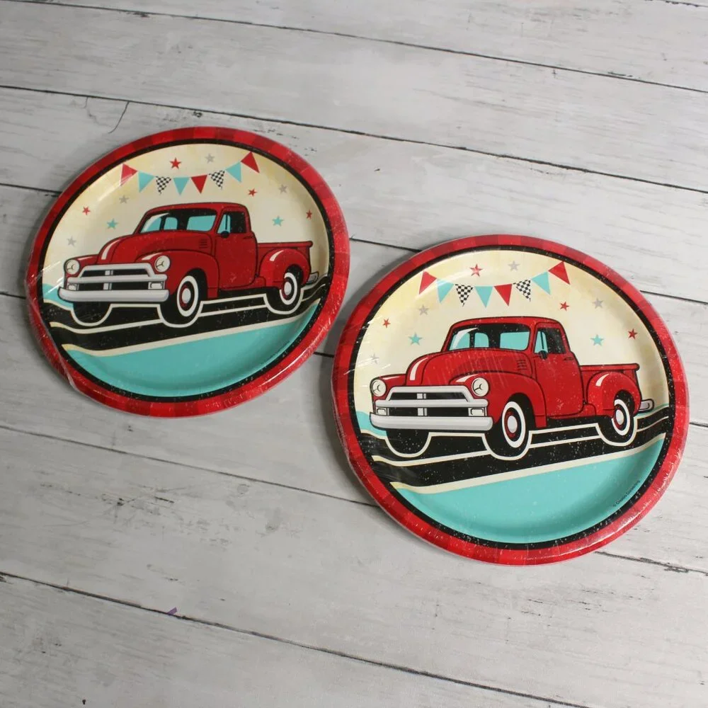 Vintage Pickup Truck Paper Plates Cups Party Supplies All Occasion Birthday